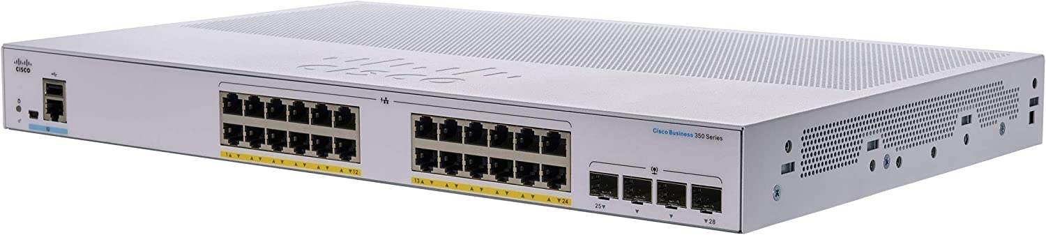 Cisco Business CBS350-24P-4X Managed Switch, 24 GE Ports, PoE, 4 x 10G-SFP+