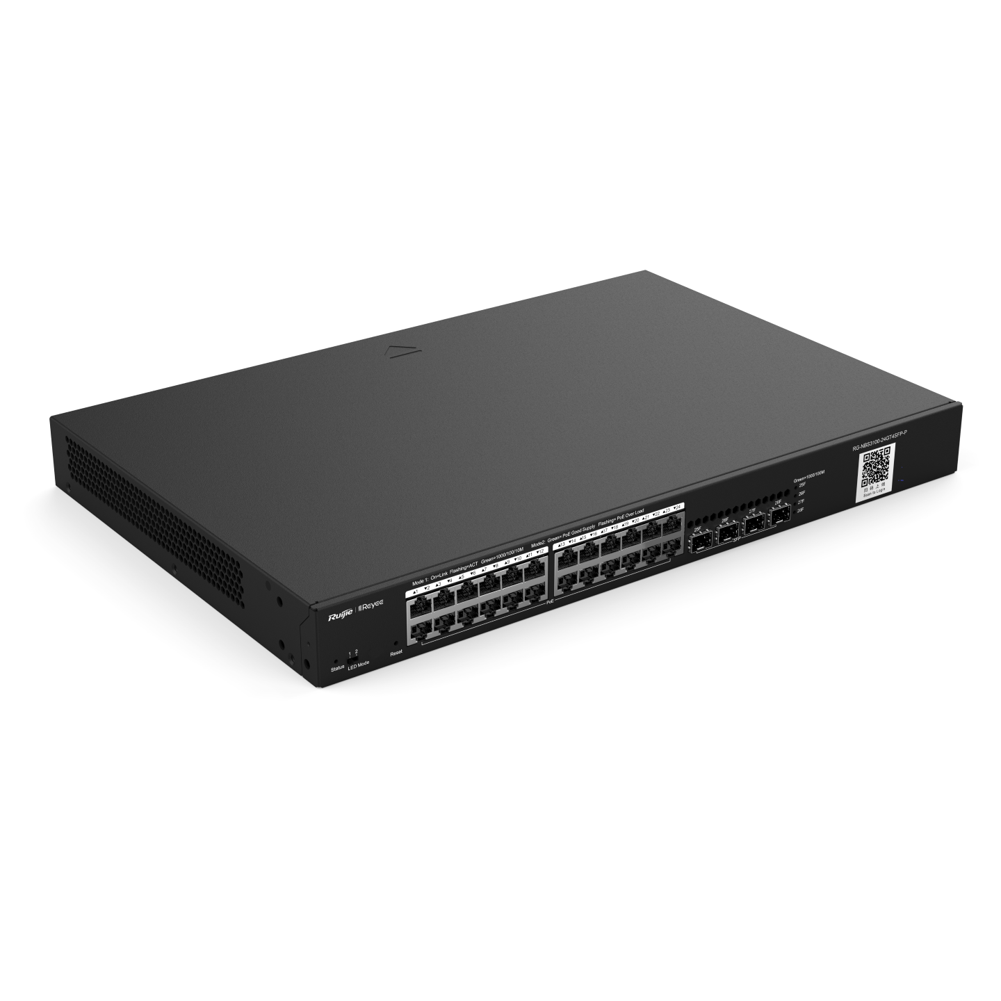 Reyee RG-NBS3100-24GT4SFP-P, 24 Port Giga POE+ 370W with 4 SFP Port, Layer 2 Cloud Managed Switch