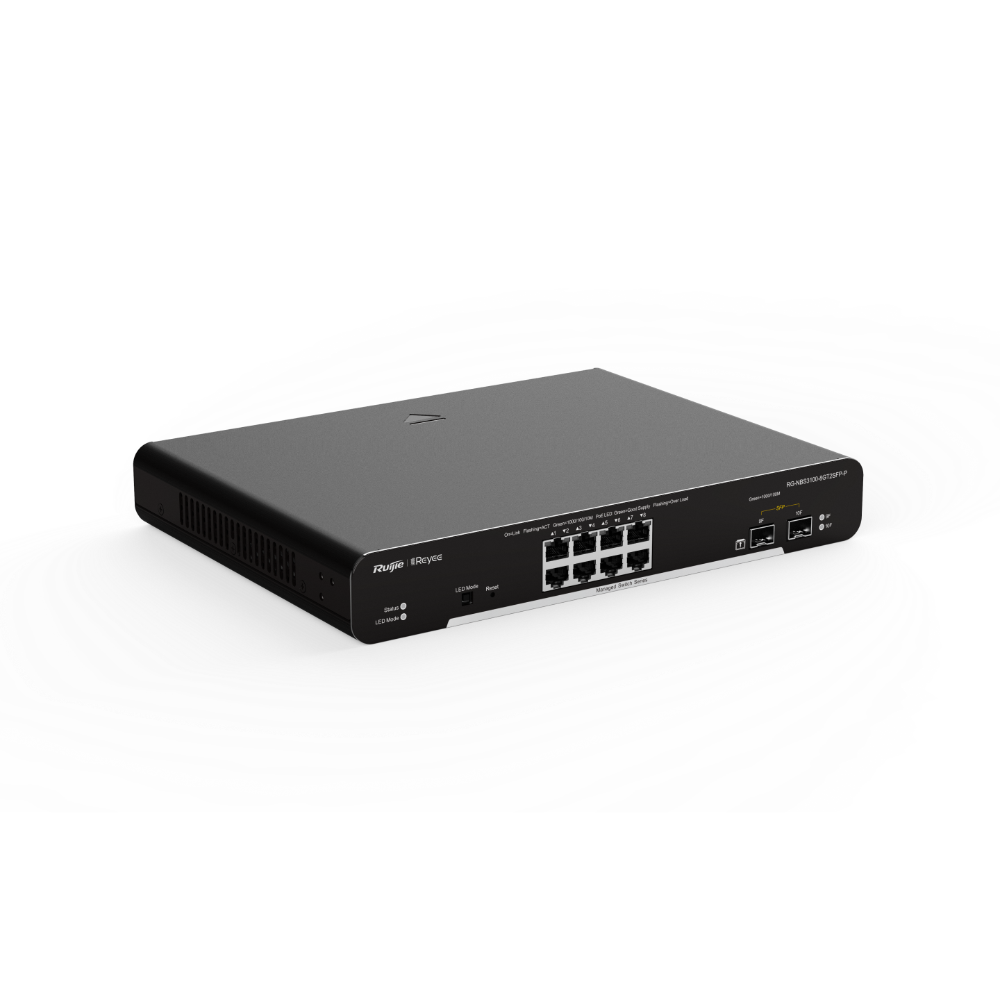 Reyee RG-NBS3100-8GT2SFP-P, 8 Port Giga POE+ 125W with 2 SFP Port, Layer 2 Cloud Managed Switch