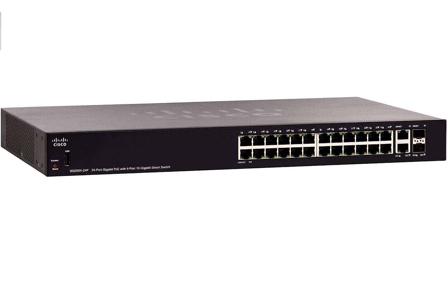 Cisco Business CBS250-24P-4G Smart Switch, 24 GE Ports, PoE, 4 x 1G-SFP