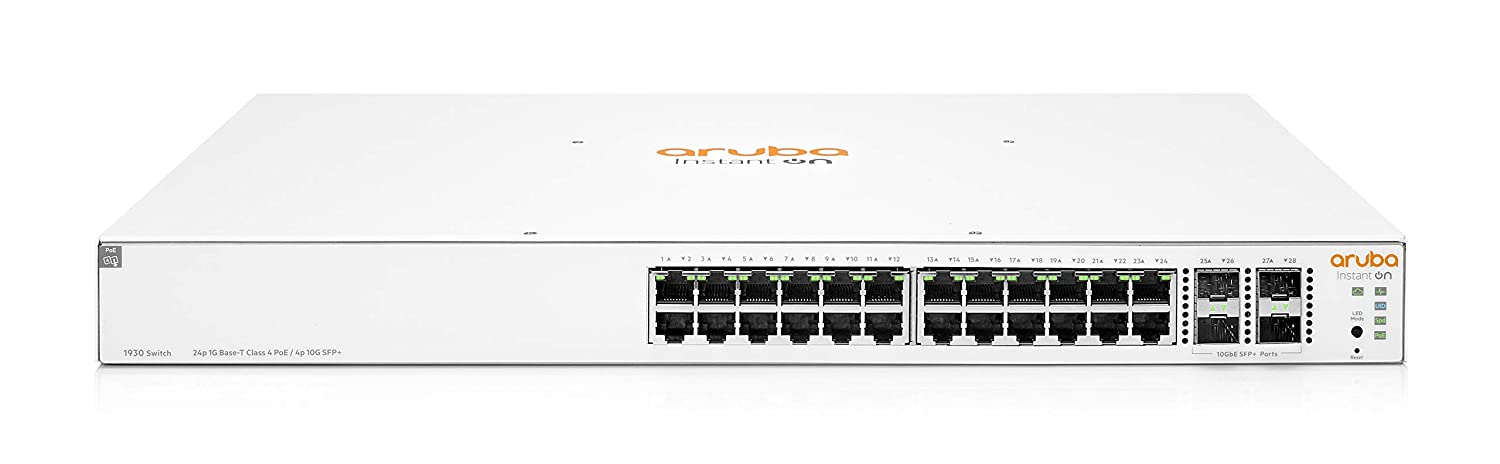 Aruba Instant On 1930 28P Gb Ethernet 24xGE PoE (370W), 4X 1G/10G SFP+, L2+ Smart Switch, JL684A