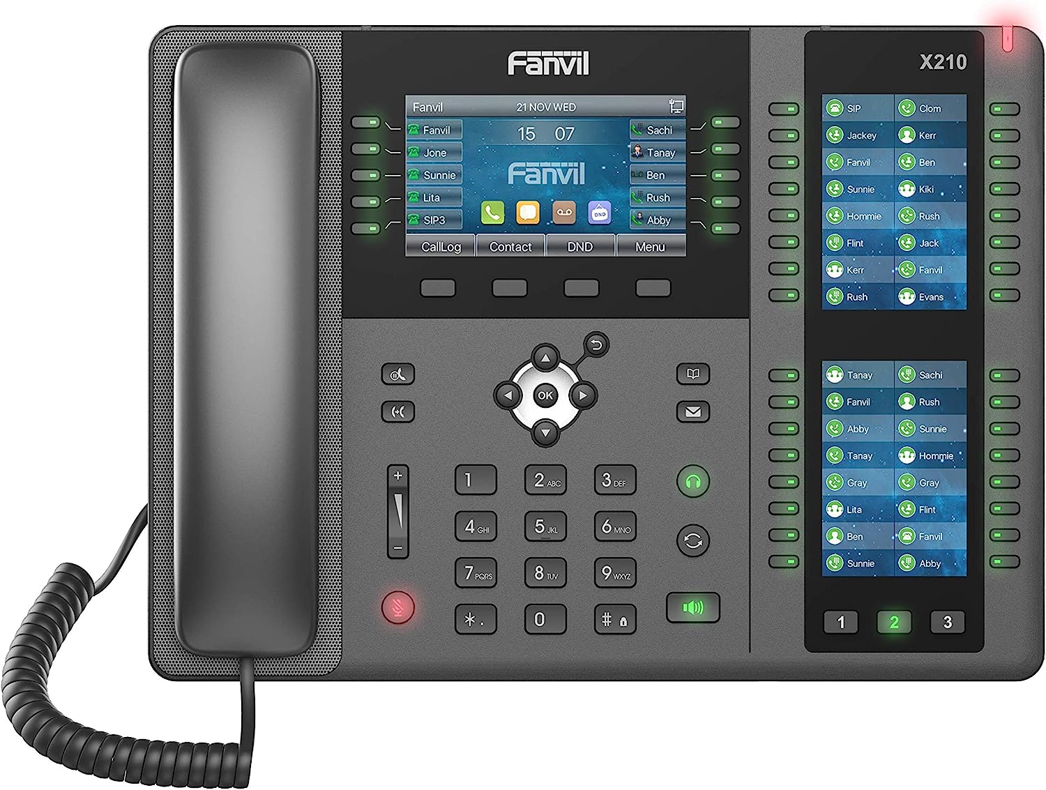 Fanvil X210 Enterprise VoIP Phone, 4.3-Inch Color Display, Two 3.5-Inch Side Color Displays for DSS 