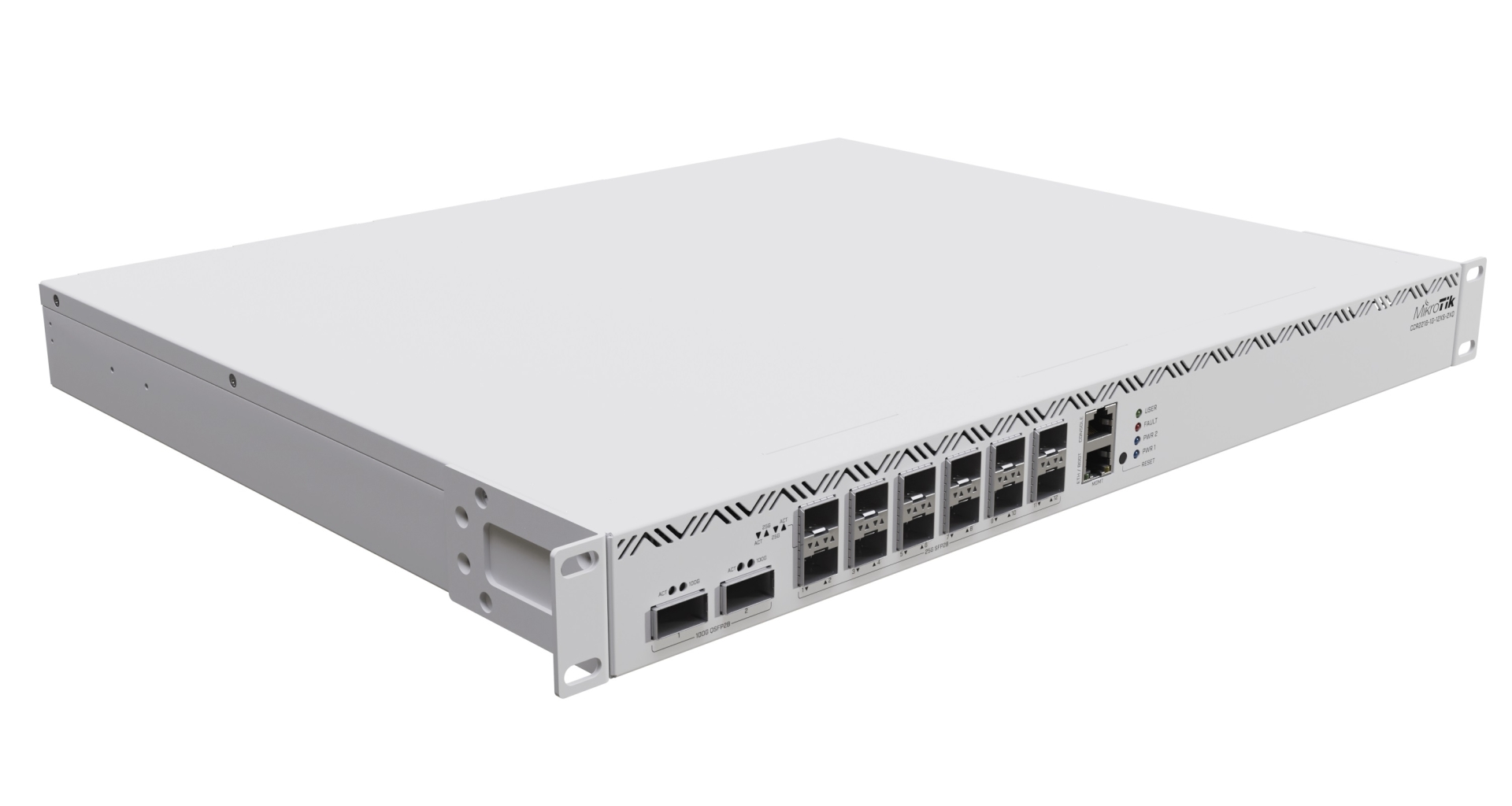 Mikrotik CCR2216-1G-12XS-2QX  2x 100G QSFP28 ports 12x 25G SFP28 ports 1x Gigabit LAN port 1x RJ45