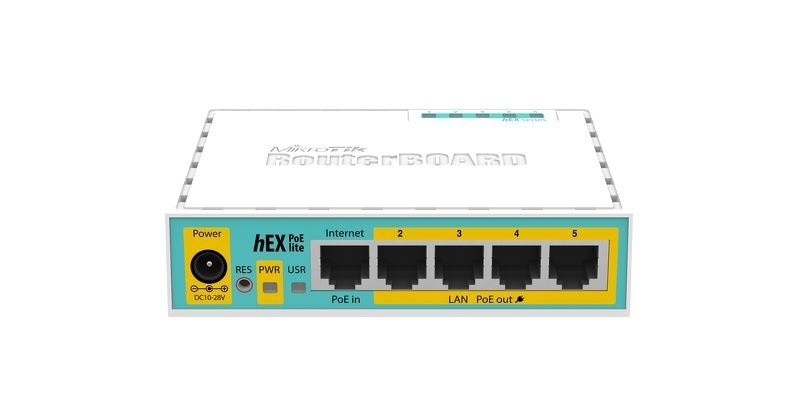 Mikrotik  hex poe lite- RB750UPR2 5xEthernet with PoE output for four ports, USB, 650MHz CPU, 64MB