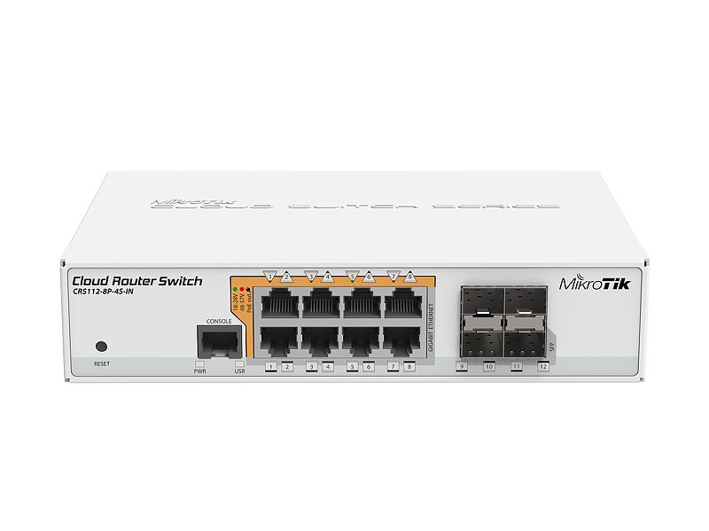 Mikrotik CRS112-8P-4S-IN 8x Gigabit Ethernet Smart Switch with PoE-out, 4x SFP cages, 400MHz CPU, 12