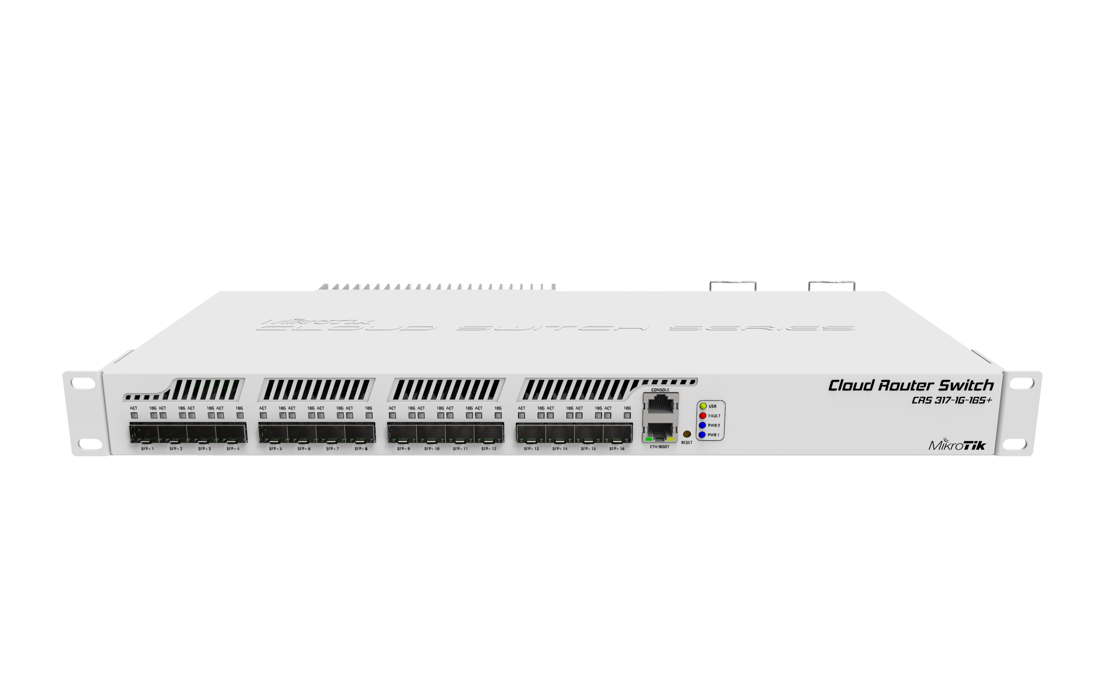 Mikrotik CRS317-1G-16S+RM Smart Switch, 1 x Gigabit LAN, 16 x SFP+ cages, Dual Core 800MHz CPU, 1GB