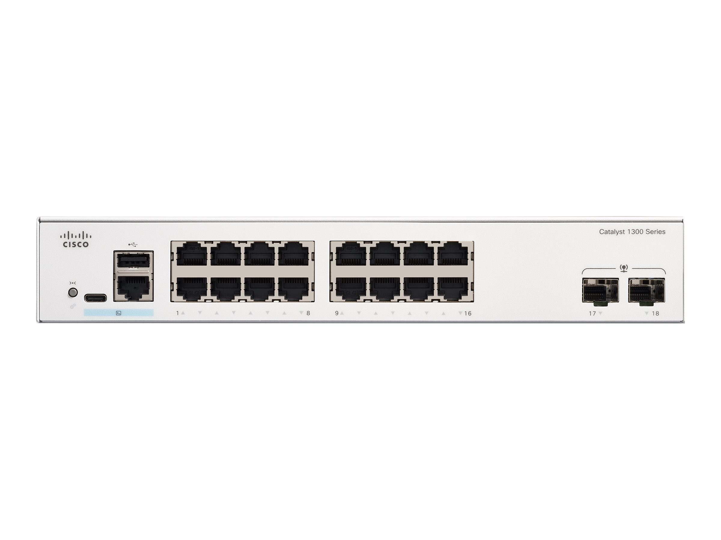 Cisco catalyst 1300 series 16 ports gigabit POE+ 240W + 2 x 1G SFP uplink ports switch