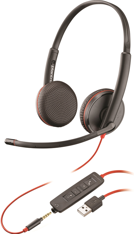Poly Blackwire C3225 stereo Headset, USB-A & 3,5 mm