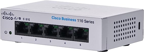 Cisco Business CBS110-5T-D Unmanaged Switch, 5 Port GE, Desktop, Ext PS