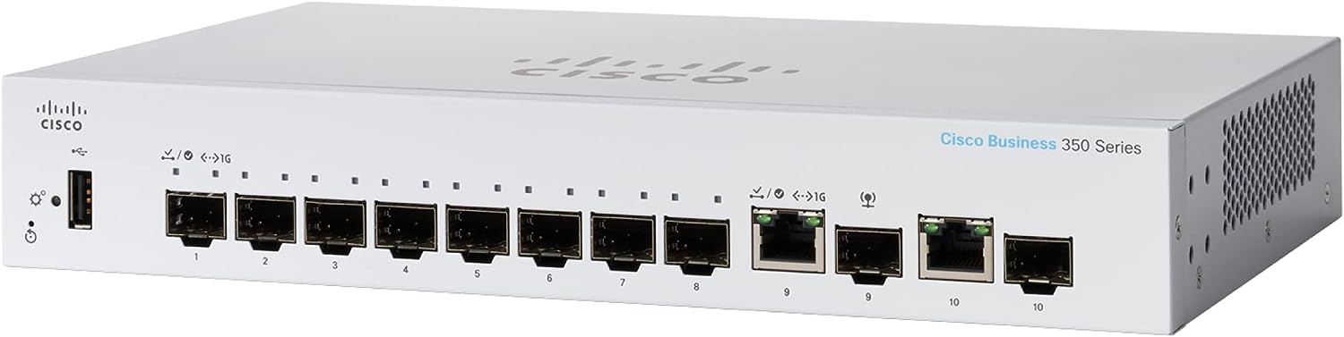 Cisco CBS350-8S-E-2G 8-Port Layer 3 Managed Rackmount Gigabit SFP Switch w/ 2 x 1GbE RJ45/SFP Combo