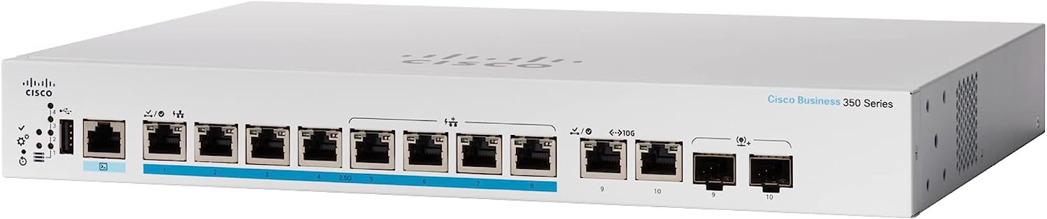 Cisco Business CBS350-8MP-2X Managed Switch, 8 Port 2.5GE, PoE, 2x10G Combo