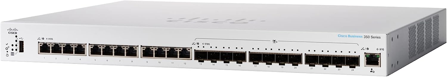 Cisco Business 350 Rackmount 10G Managed Stack Switch, 12x RJ-45, 12x SFP+, CBS350-24XTS