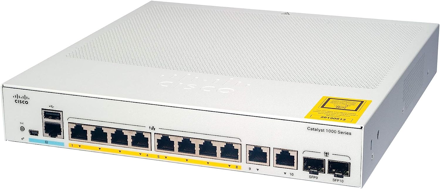 Cisco catalyst 1000 series 8 ports gigabit + 2 x 1G SFP & RJ-45 combo uplink, C1000-8T-E-2G-L