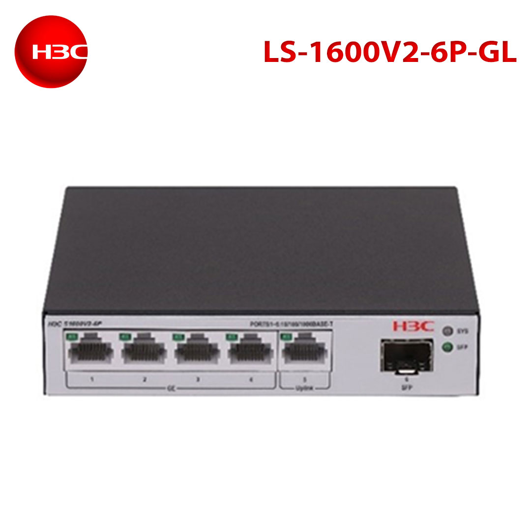 H3C Layer 2 Cloud Smart Managed Switch, S1600V2-6P (9801A67N) 5 Ports Giga with 1 x GE Combo port